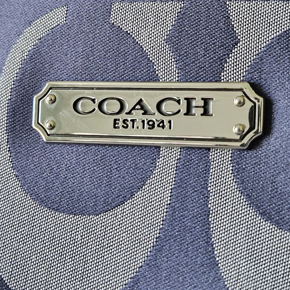 Coach Optic Signature‎ C Logo Tote Bag Large Patent Blue Silver F19675 Art Purse - Picture 3 of 16